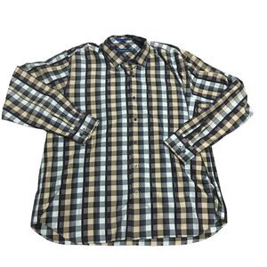 Tommy Bahama Men's Size‎ XXL Blue Tan Long Sleeve Button Down Shirt 100% Silk